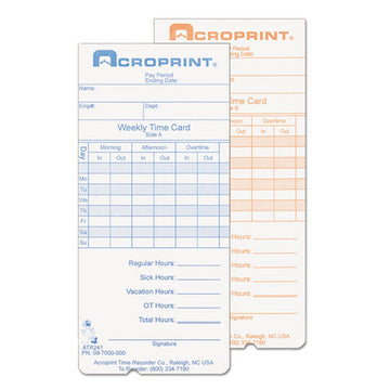 Acroprint® Time Clock Cards For Acroprint Atr240-atr360, Two Sides, 3.5 X 7.25, 250-pack freeshipping - TVN Wholesale